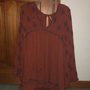 Free people burnt orange dress with purple details
